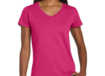 Gildan Women's Heavy Cotton 100% Cotton VNeck T Shirt 5V00L Heliconia