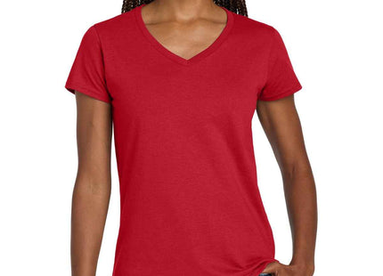 Gildan Women's Heavy Cotton 100% Cotton VNeck T Shirt 5V00L Red