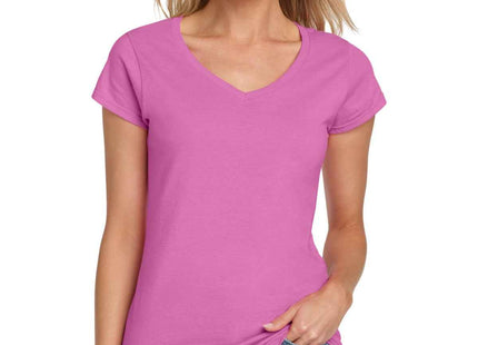 Gildan Softstyle Women's Fit VNeck T Shirt 64V00L Azalea