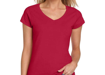 Gildan Softstyle Women's Fit VNeck T Shirt 64V00L Cherry Red