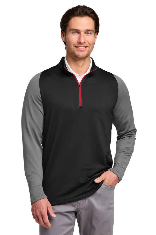 Nike DriFIT Stretch 1/2Zip CoverUp 779795 Black Dark Grey Gym Red