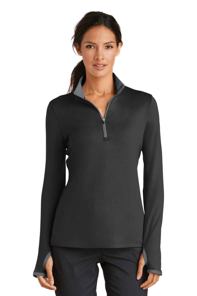 Nike Women's DriFIT Stretch 1/2Zip CoverUp 779796 Black Dark Grey