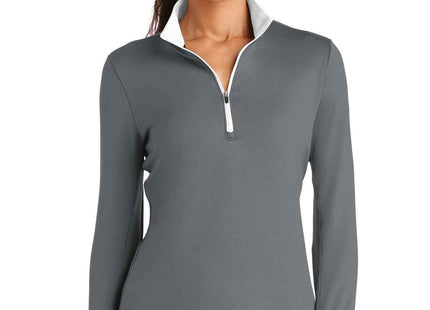 Nike Women's DriFIT Stretch 1/2Zip CoverUp 779796 Dark Grey White