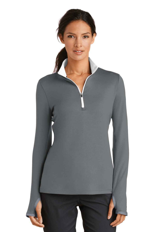 Nike Women's DriFIT Stretch 1/2Zip CoverUp 779796 Dark Grey White