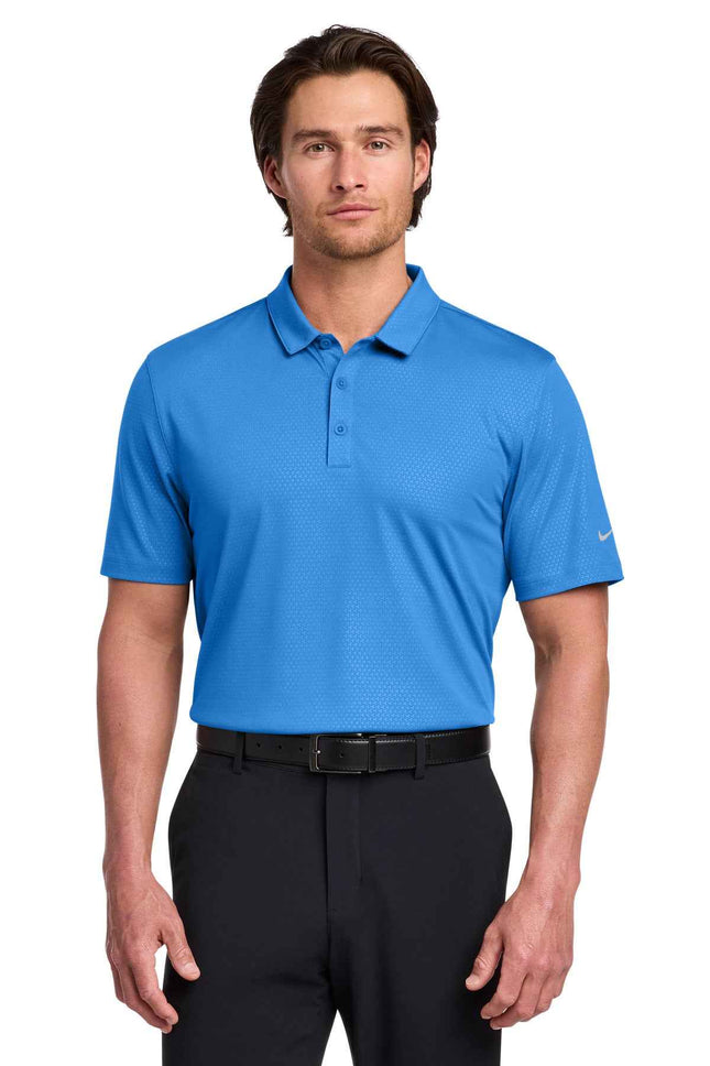 Nike DriFIT Embossed TriBlade Polo 838964 Brisk Blue