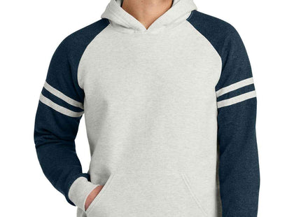 Jerzees Unisex NuBlend Varsity Colorblock Hooded Sweatshirt 97C Oatmeal Heather Indigo Heather
