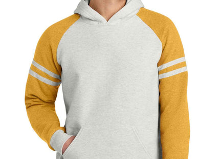Jerzees Unisex NuBlend Varsity Colorblock Hooded Sweatshirt 97C Oatmeal Heather Mustard Heather