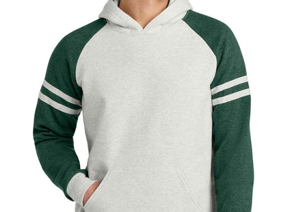 Jerzees Unisex NuBlend Varsity Colorblock Hooded Sweatshirt 97C Oatmeal Heather Forest Green Heather