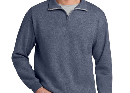 Jerzees NuBlend 1/4Zip Cadet Collar Sweatshirt 995M Vintage Heather Navy