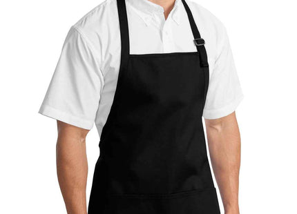 Port Authority MediumLength Apron with Pouch Pockets A510 Black OSFA