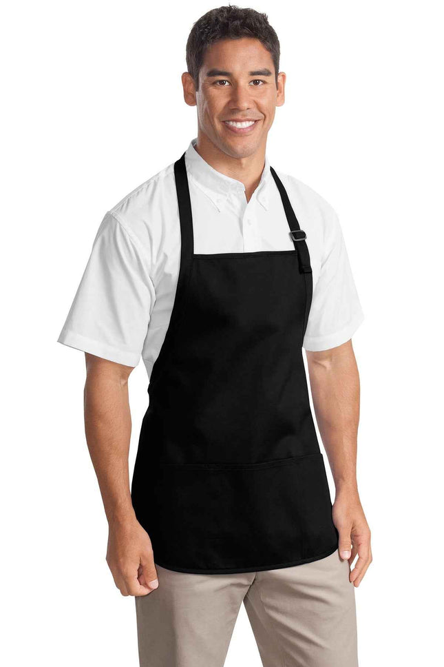 Port Authority MediumLength Apron with Pouch Pockets A510 Black OSFA
