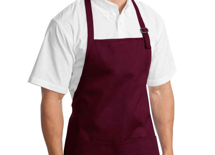 Port Authority MediumLength Apron with Pouch Pockets A510 Maroon OSFA