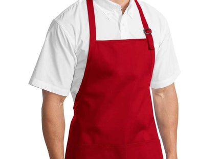 Port Authority MediumLength Apron with Pouch Pockets A510 Red OSFA