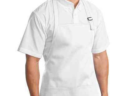 Port Authority MediumLength Apron with Pouch Pockets A510 White OSFA