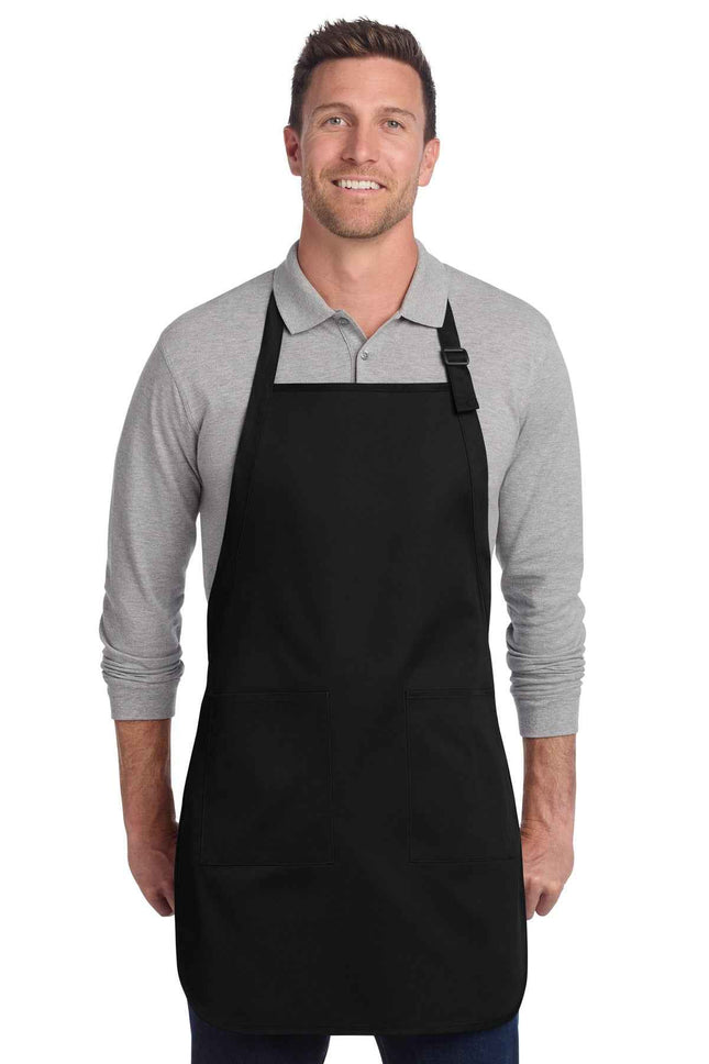 Port Authority FullLength TwoPocket Bib Apron A600 Black OSFA