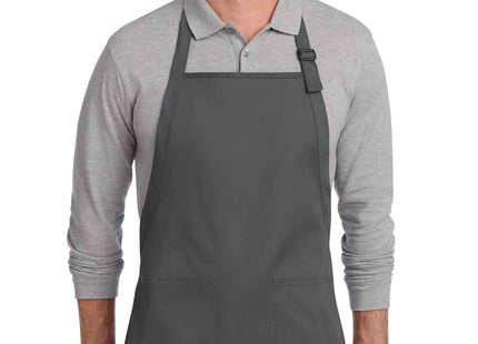 Port Authority FullLength TwoPocket Bib Apron A600 Charcoal OSFA