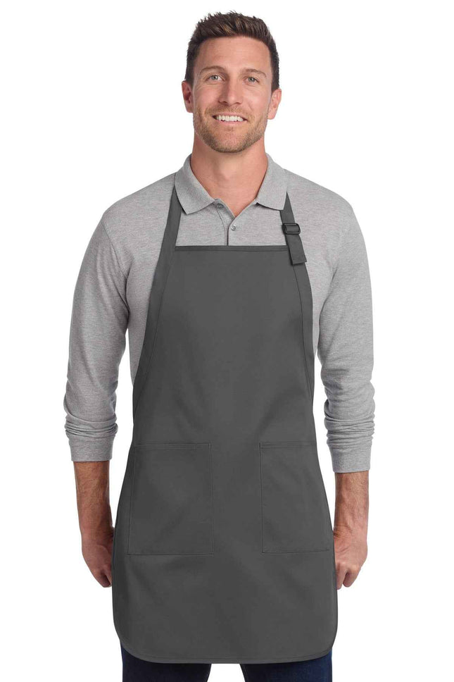 Port Authority FullLength TwoPocket Bib Apron A600 Charcoal OSFA