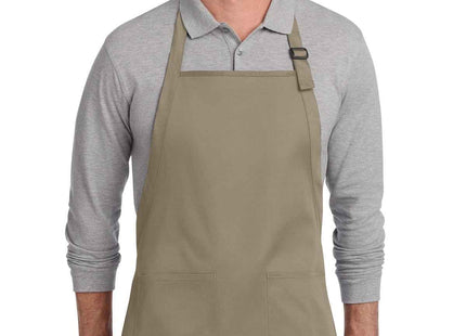 Port Authority FullLength TwoPocket Bib Apron A600 Khaki OSFA