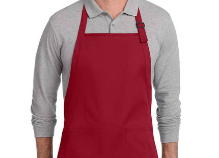 Port Authority FullLength TwoPocket Bib Apron A600 Red OSFA