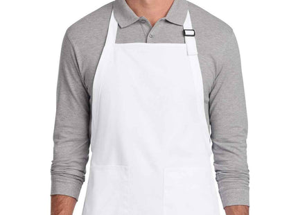 Port Authority FullLength TwoPocket Bib Apron A600 White OSFA