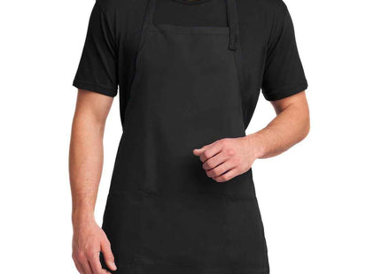 Port Authority Easy Care Extra Long Bib Apron with Stain Release A700 Black OSFA