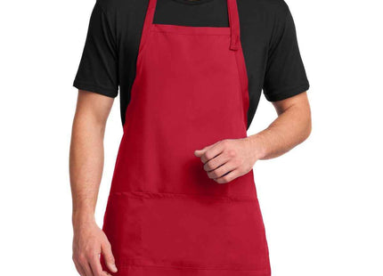 Port Authority Easy Care Extra Long Bib Apron with Stain Release A700 Red OSFA