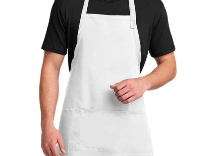 Port Authority Easy Care Extra Long Bib Apron with Stain Release A700 White OSFA