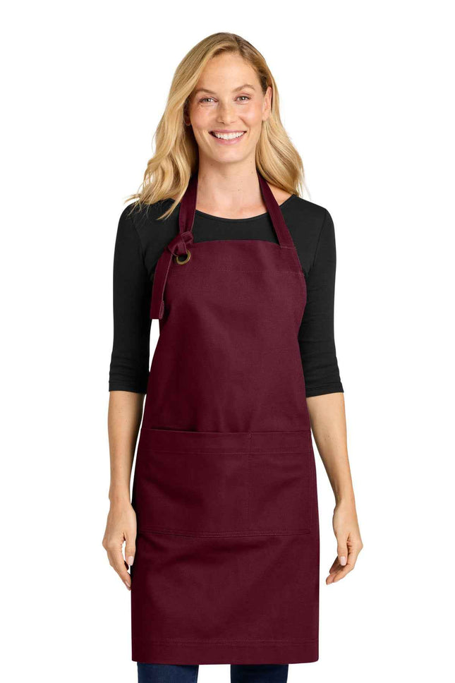 Port Authority Signature Heavy Twill Bib Apron A900 Burgundy OSFA