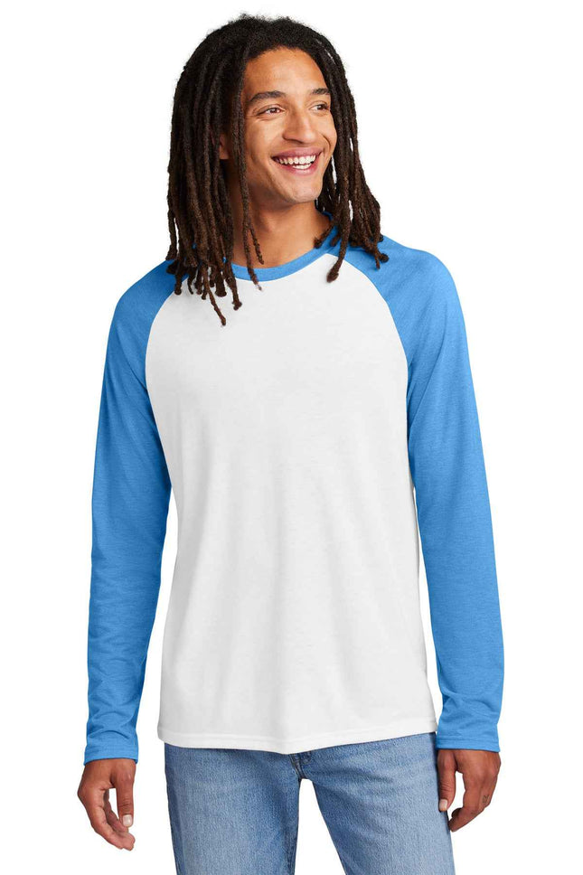 Allmade Unisex TriBlend Long Sleeve Colorblock Raglan AL6009 Azure Blue Bright White