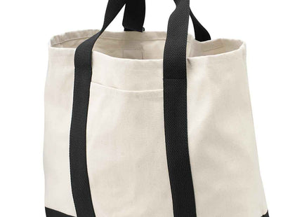 Port Authority Ideal Twill TwoTone Shopping Tote B400 Natural Black OSFA
