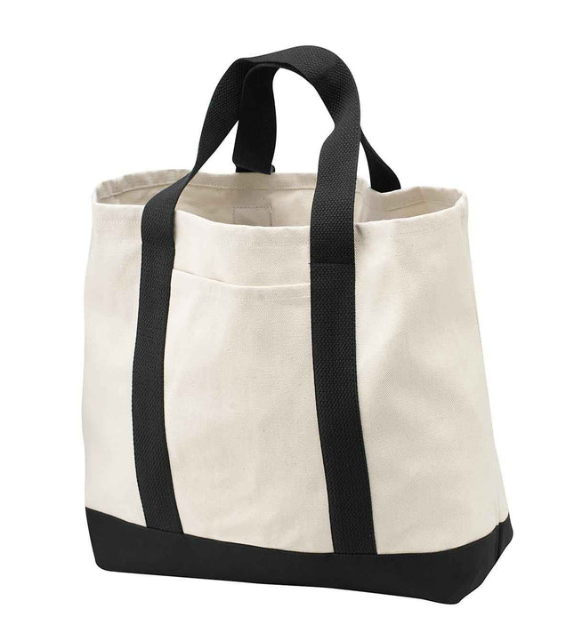 Port Authority Ideal Twill TwoTone Shopping Tote B400 Natural Black OSFA