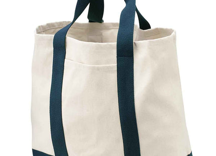 Port Authority Ideal Twill TwoTone Shopping Tote B400 Natural Navy OSFA