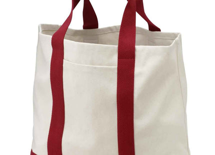 Port Authority Ideal Twill TwoTone Shopping Tote B400 Natural Red OSFA