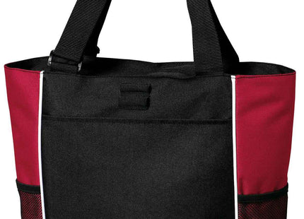 Port Authority Panel Tote B5160 Black Red OSFA