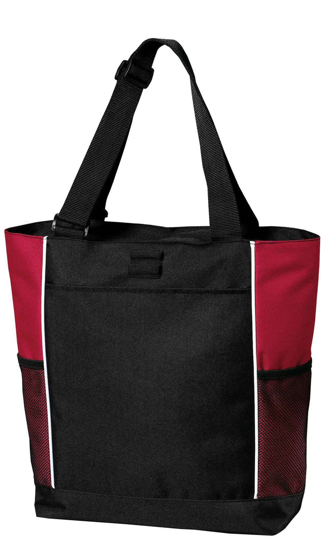 Port Authority Panel Tote B5160 Black Red OSFA