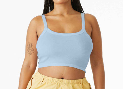 BELLA+CANVAS Women's Micro Rib Spaghetti Strap Tank BC1012 Solid Baby Blue Blend