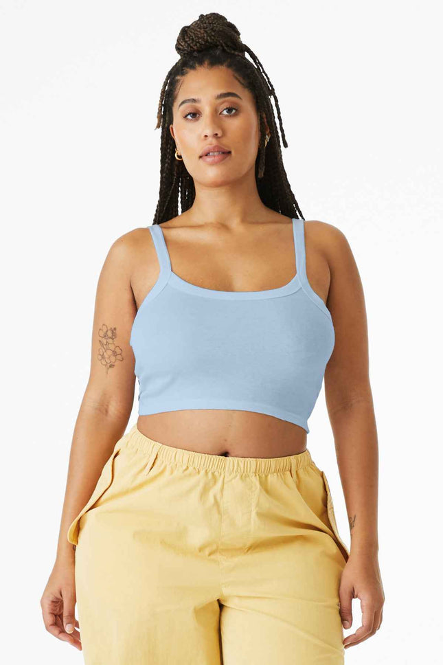 BELLA+CANVAS Women's Micro Rib Spaghetti Strap Tank BC1012 Solid Baby Blue Blend