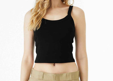 BELLA+CANVAS Women's Micro Rib Spaghetti Strap Tank BC1012 Solid Black Blend