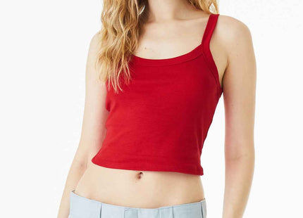 BELLA+CANVAS Women's Micro Rib Spaghetti Strap Tank BC1012 Solid Red Blend