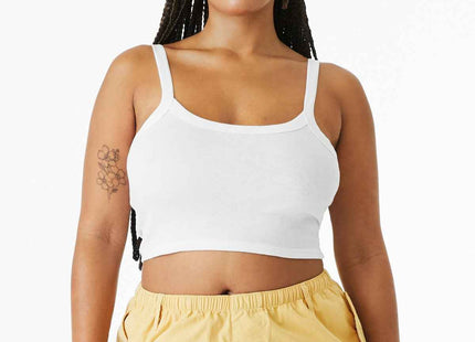 BELLA+CANVAS Women's Micro Rib Spaghetti Strap Tank BC1012 Solid White Blend