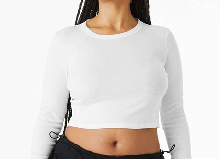 BELLA+CANVAS Women's Micro Rib Long Sleeve Baby Tee BC1501 Solid White Blend