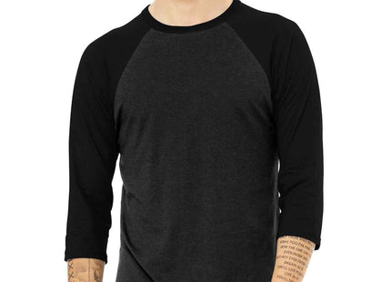 BELLA+CANVAS Unisex 3/4Sleeve Baseball Tee BC3200 Black Heather Black