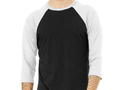BELLA+CANVAS Unisex 3/4Sleeve Baseball Tee BC3200 Black White