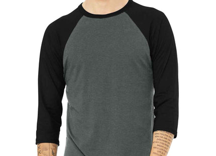 BELLA+CANVAS Unisex 3/4Sleeve Baseball Tee BC3200 Deep Heather Black