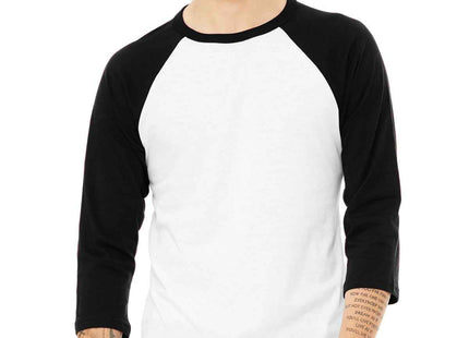 BELLA+CANVAS Unisex 3/4Sleeve Baseball Tee BC3200 White Black