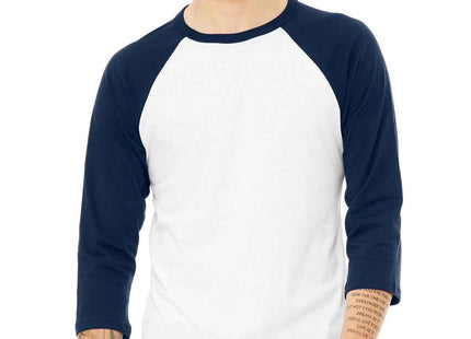 BELLA+CANVAS Unisex 3/4Sleeve Baseball Tee BC3200 White Navy