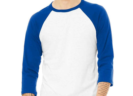 BELLA+CANVAS Unisex 3/4Sleeve Baseball Tee BC3200 White True Royal
