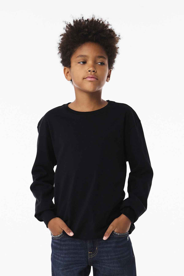 BELLA+CANVAS Youth 6Ounce Heavyweight Long Sleeve Tee BC3511Y Black