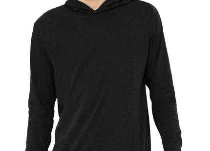 BELLA+CANVAS Unisex Jersey Long Sleeve Hoodie BC3512 Charcoal-Black Triblend