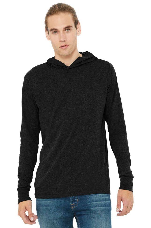BELLA+CANVAS Unisex Jersey Long Sleeve Hoodie BC3512 Charcoal-Black Triblend